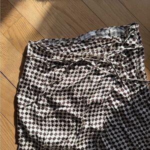 Topshop silly brown and White checkered wrap skirt